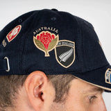Casquette en velours BARBARIANS multi-nations bleu marine (vue de profil)