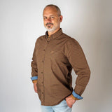 Chemise Homme marron à manches longues et imprimé ballon de rugby