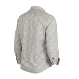 Chemise à manches longues blanche fleurie en popline (vue de 3/4 arrière)