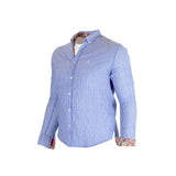 Chemise bleu ciel rayée à manches longues BACK TO LEGEND (vue de 3/4 face)
