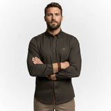 Chemise noire à manches longues en popline imprimé géométrique BACK to LEGEND