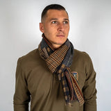 Écharpe homme en laine beige effet patchwork à carreaux BACK to LEGEND