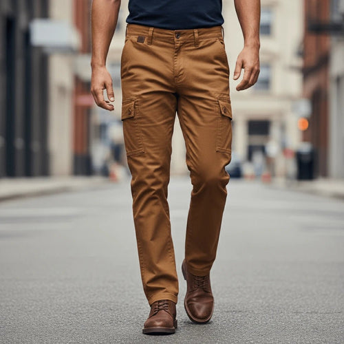 Pantalon cargo beige pour homme (coton/élasthanne) BACK to LEGEND