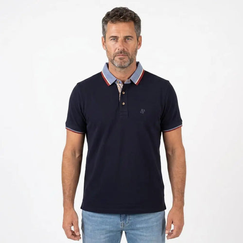 Polo homme BACK TO LEGEND bleu marine toucher peau de pêche