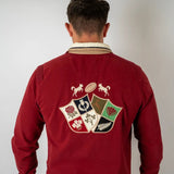 Polo homme à manches longues Barbarians rouge acajou (vue de dos)