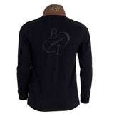 Polo Blacks Legend noir à manches longues siglé BL (vue de dos)