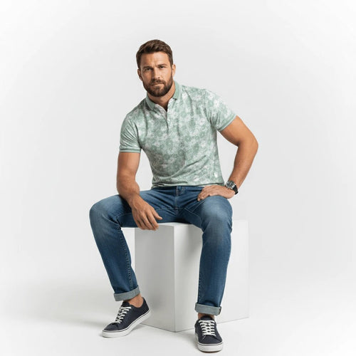 Polo vert amande imprimé fleuri pour homme Blacks Legend