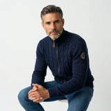 Pull bleu full zip torsadé pour homme BACK to LEGEND
