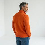 Pull orange full zip torsadé pour homme BACK to LEGEND (vue de dos)
