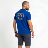 T-shirt bleu roi col V Barbarians BACK TO LEGEND (vue de 3/4 dos)