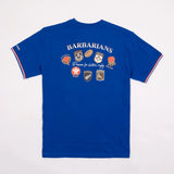 T-shirt bleu roi col V Barbarians BACK TO LEGEND (vêtement à plat de dos)