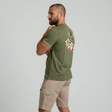 T-shirt vert col rond Barbarians BACK to LEGEND (vue de profil)