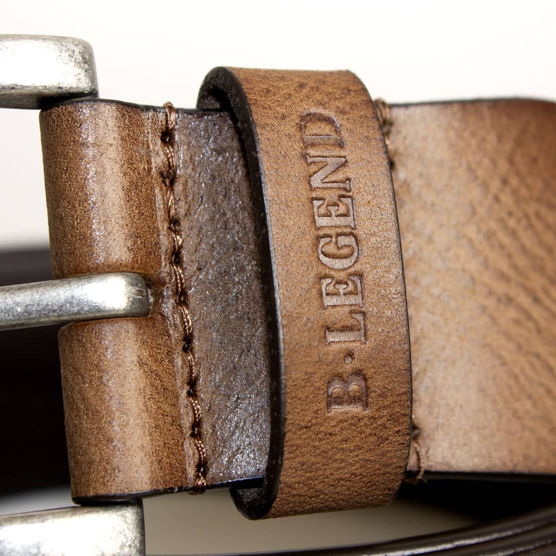 Ceinture beige homme en cuir B. Legend (zoom sur le passant)