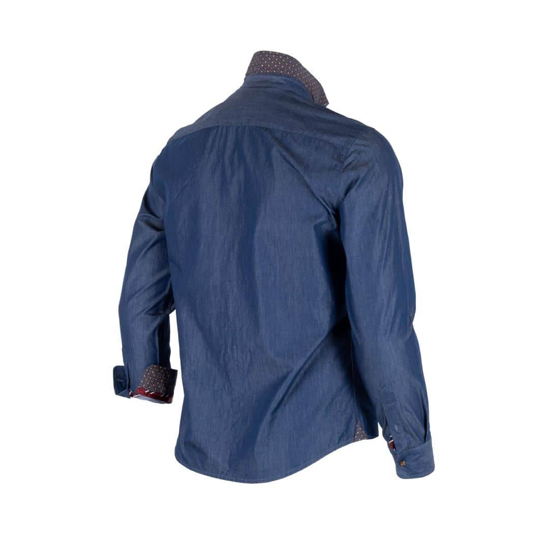 Chemise à manches longues Back to Legend en chambray foncé (vue de 3/4 arrière)