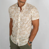 Chemise homme beige imprimé fleuri Blacks Legend (vue de 3/4 face)