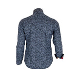 Chemise à manches longues homme grise en popline florale (vue de dos)