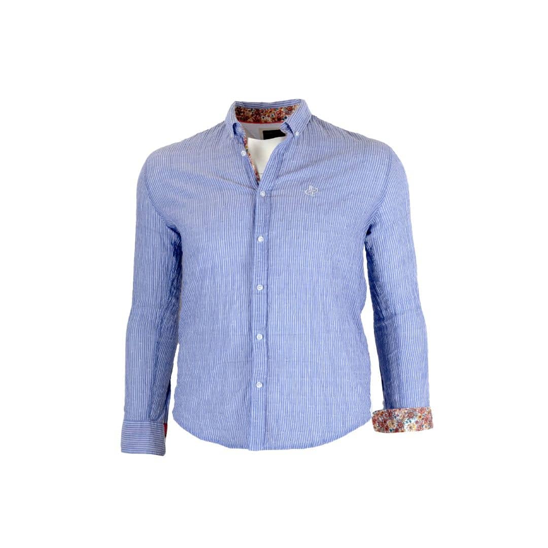 Chemise bleu ciel rayée à manches longues - BACK TO LEGEND