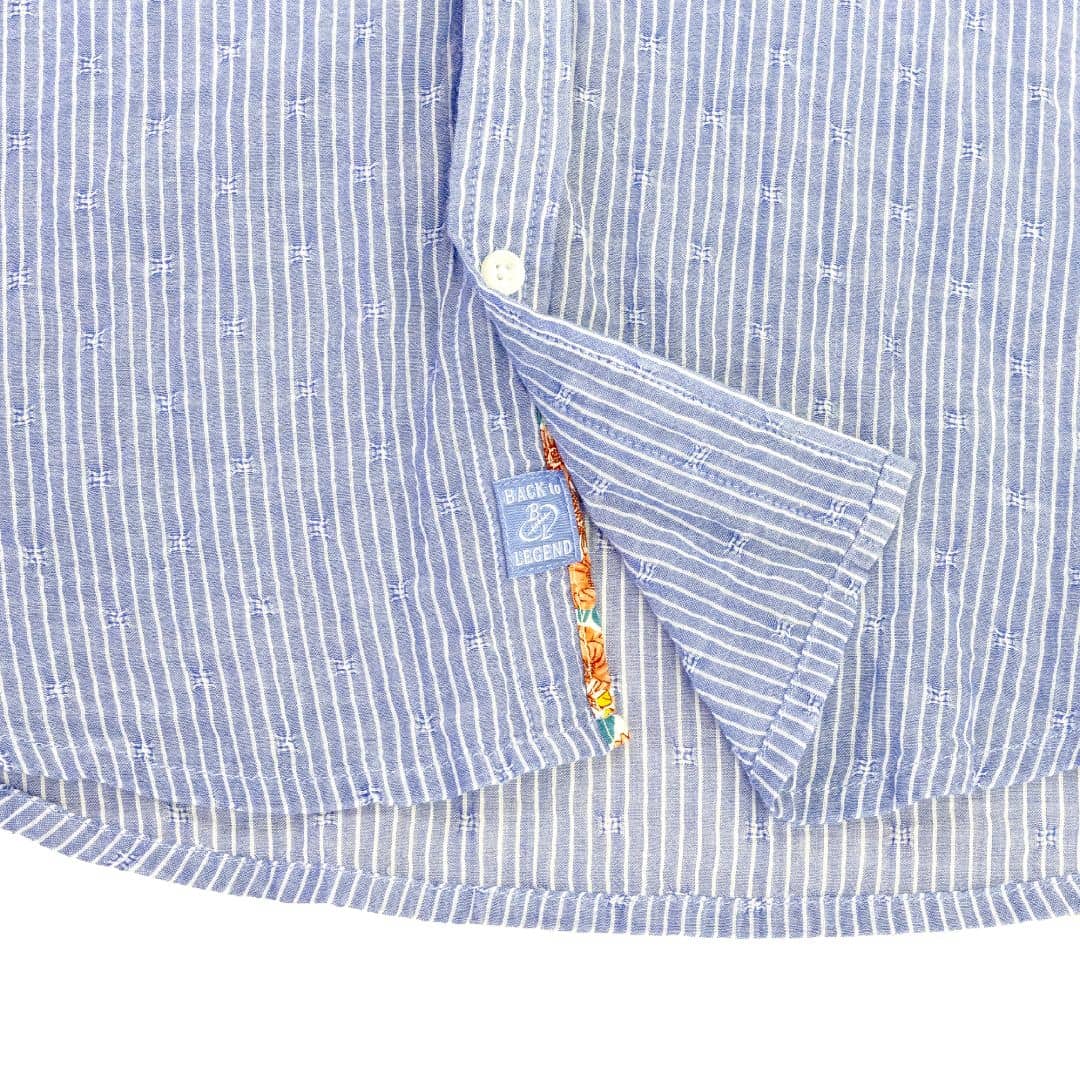 Chemise bleu ciel rayée à manches longues BACK TO LEGEND (zoom bas de vêtement)