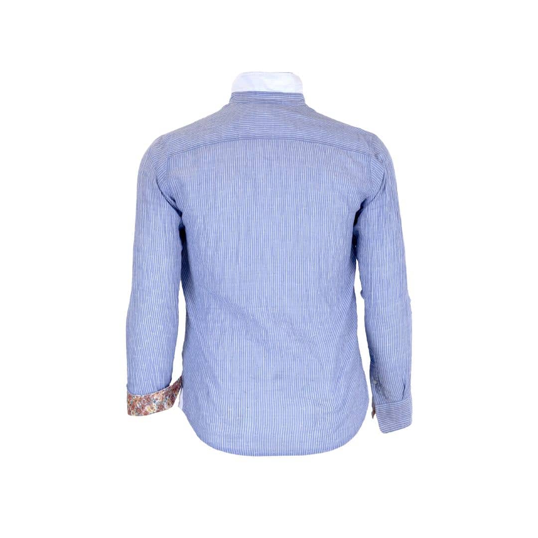 Chemise bleu ciel rayée à manches longues BACK TO LEGEND (vue de dos)