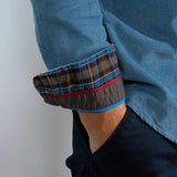 Chemise à manches longues bleu indigo en velours Back to Legend (zoom revers de manche)