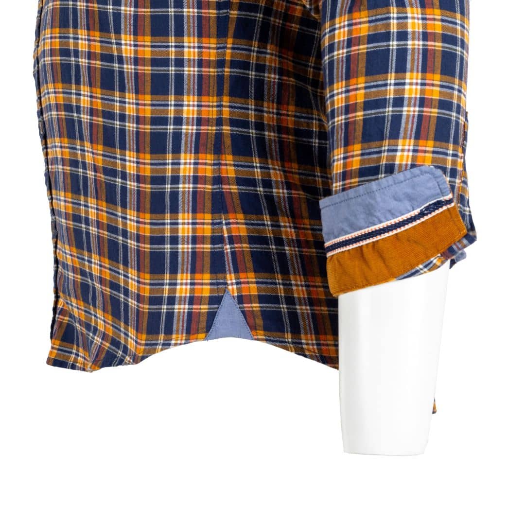 Chemise à manches longues marron en flanelle brossée (zoom revers de manche)