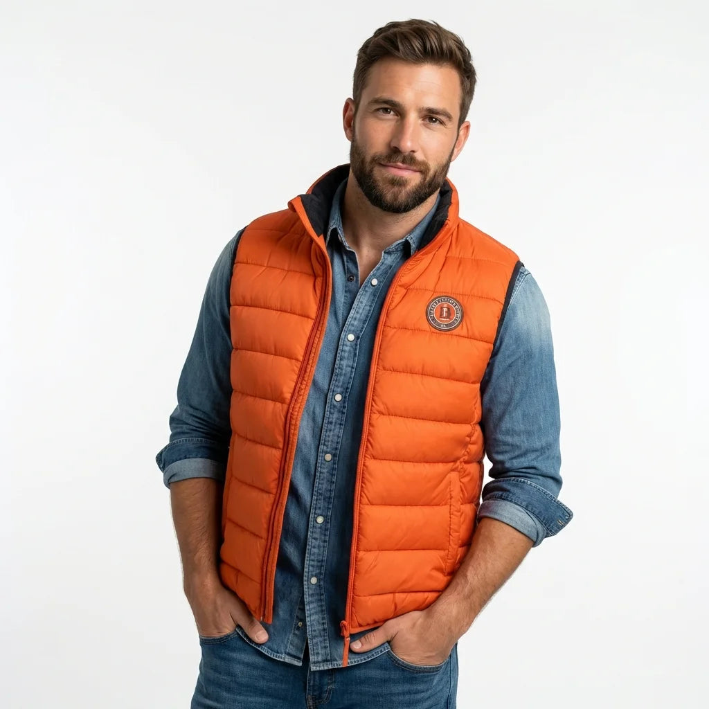 Doudoune sans manches orange BACK TO LEGEND