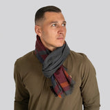 Écharpe pour homme en laine rayée acajou et gris - BACK to LEGEND