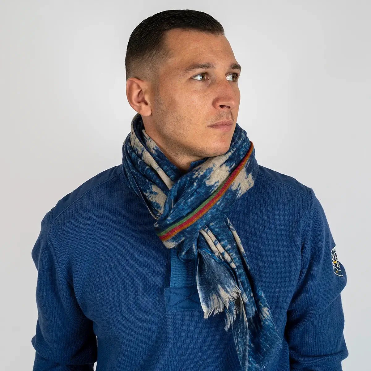 Foulard écharpe en laine bleu effet tye and dye - BACK to LEGEND