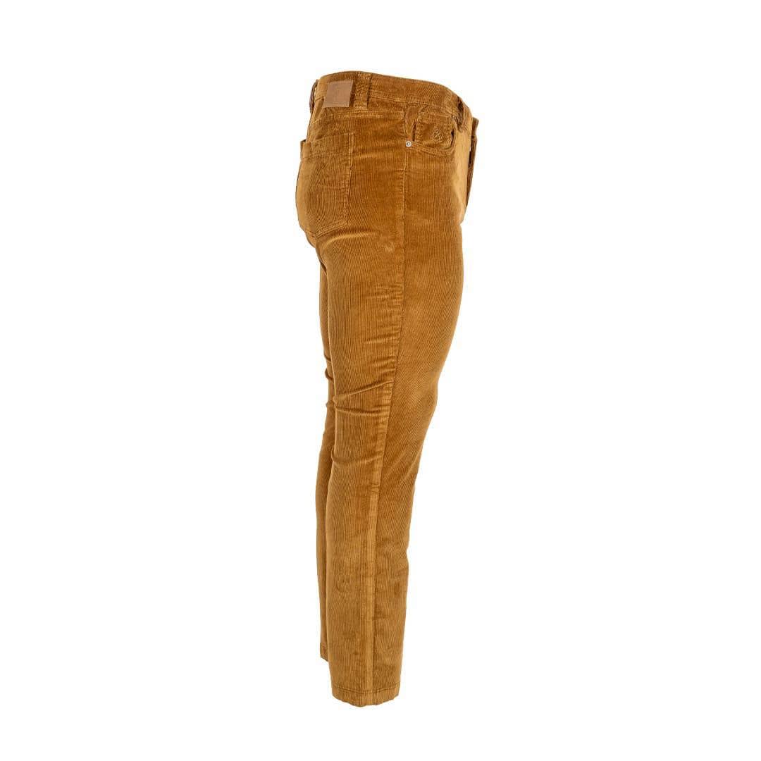 Pantalon 5 poches marron en velours (vue de profil droit)