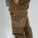 Pantalon cargo kaki en velours pour Homme Blacks Legend (vue de profil)