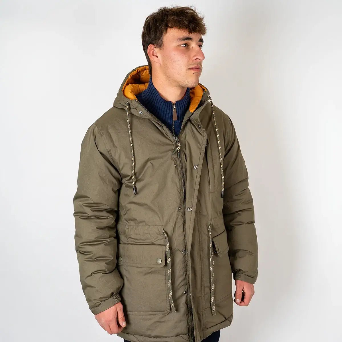 Parka réversible bicolore orange et kaki pour homme BACK to LEGEND (face kaki)