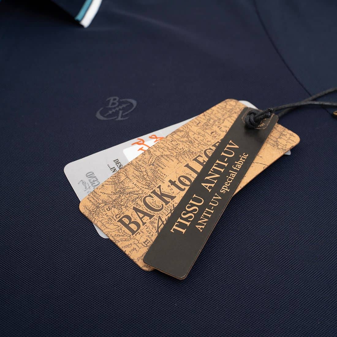 Polo anti UV bleu marine BACK TO LEGEND (certification UPF 50+)