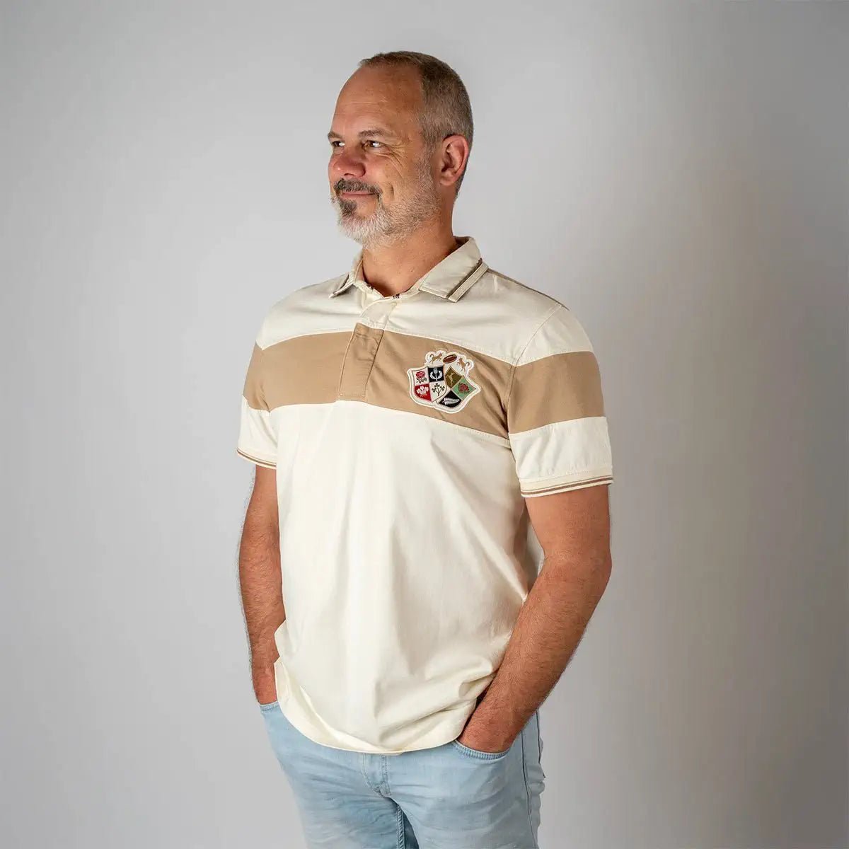 Polo Barbarians bicolore écru/beige - BACK TO LEGEND