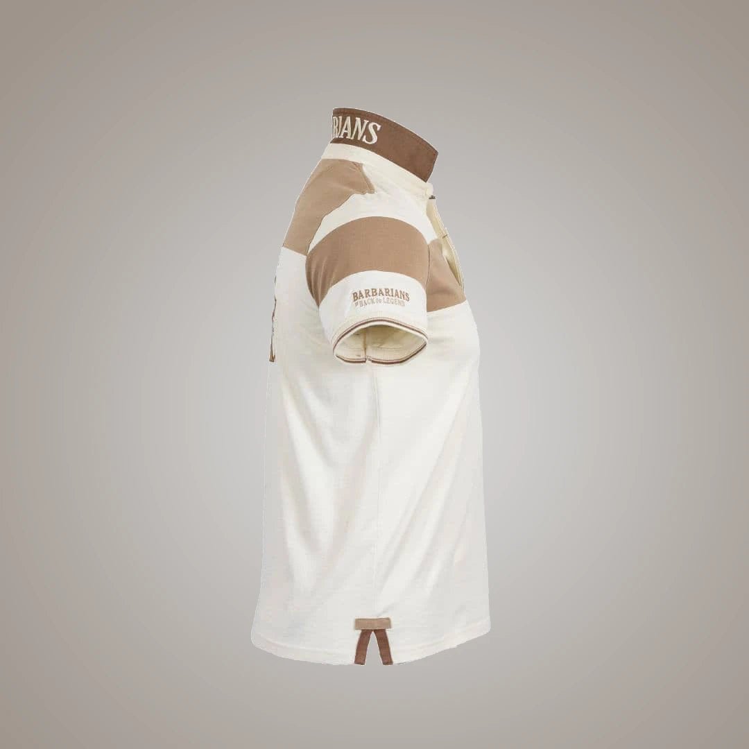 Polo Barbarians bicolore écru/beige (vue de profil)