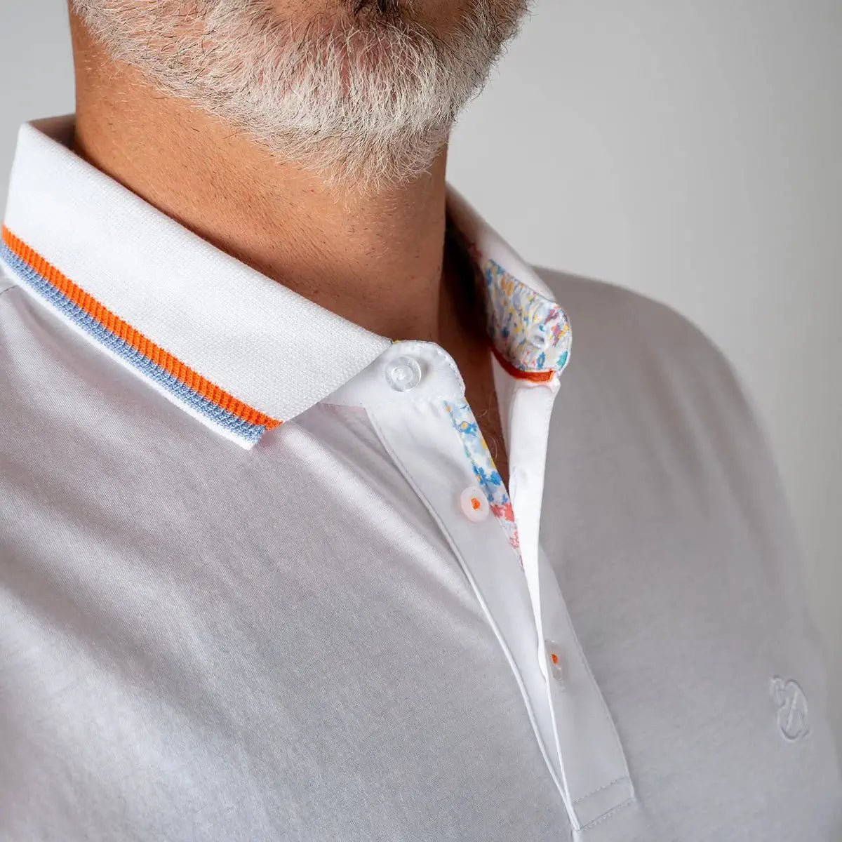 Polo blanc mercerisé pour Homme BACK TO LEGEND (zoom col)