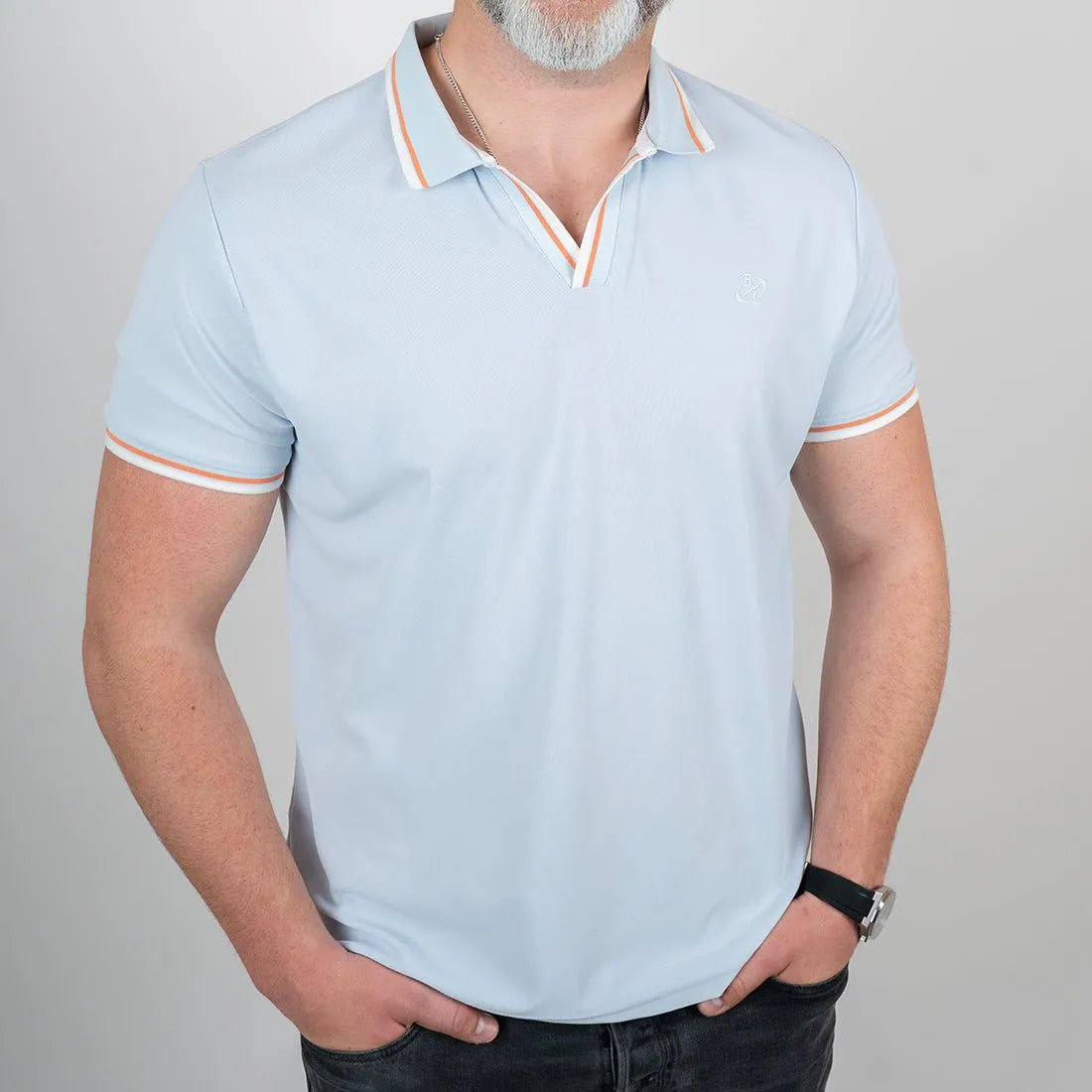 Polo homme bleu ciel anti UV