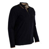 Polo Blacks Legend noir à manches longues siglé BL (vue de 3/4 face)