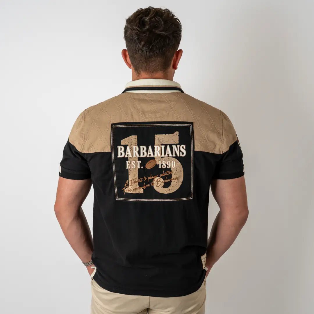 Polo noir et marron Barbarians n°15 (vue de dos)