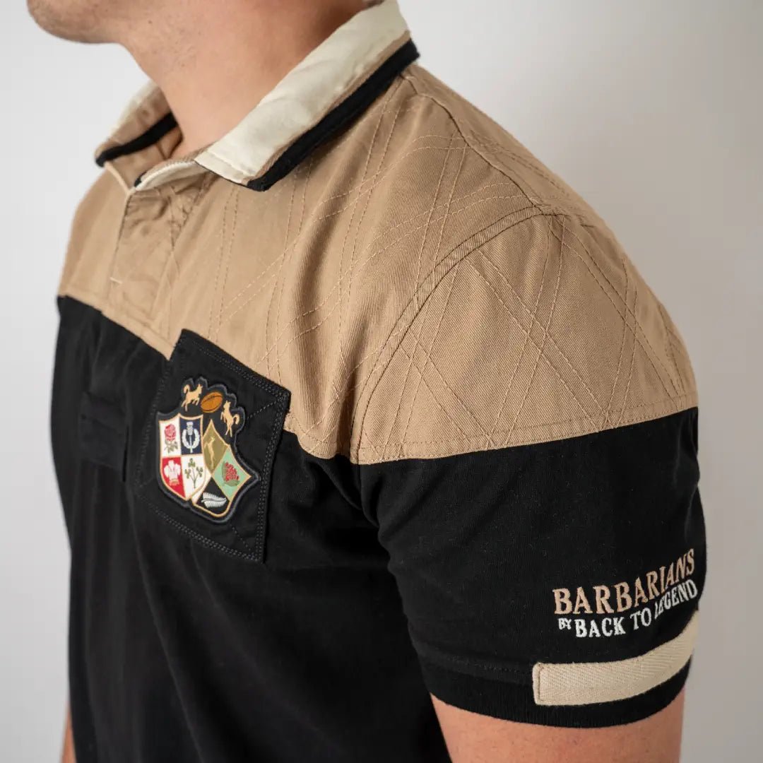 Polo noir et marron Barbarians n°15 (vue de profil)