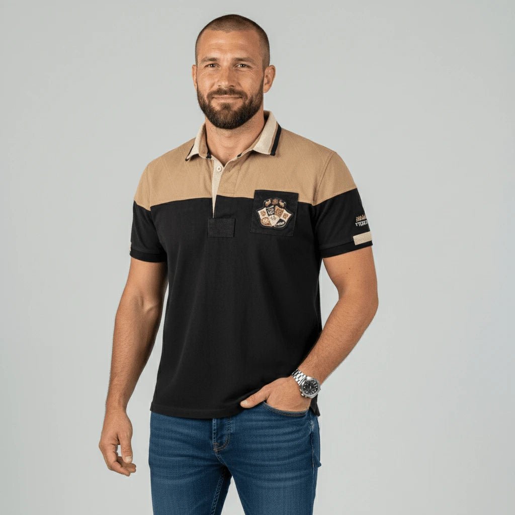 Polo noir et marron Barbarians n°15 - BACK to LEGEND