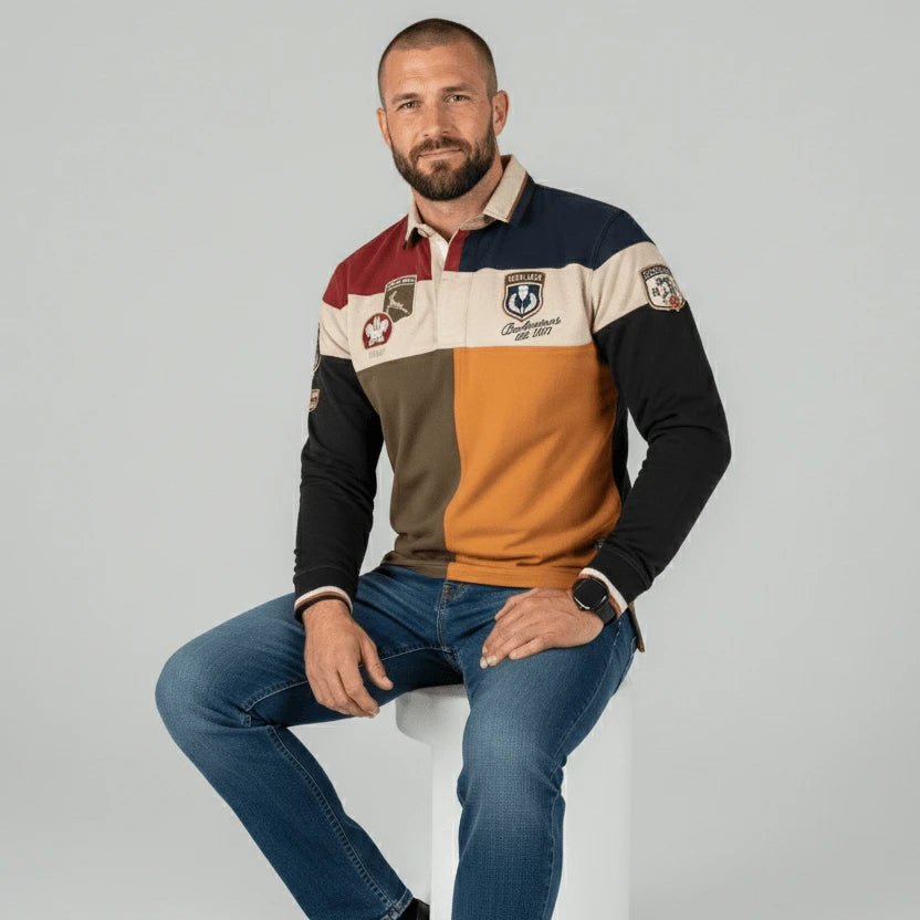 Polo patchwork multicolore Barbarians multi nations BACK TO LEGEND