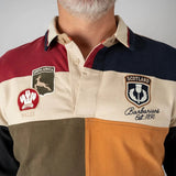 Polo patchwork multicolore Barbarians multi nations (zoom poitrine et col)