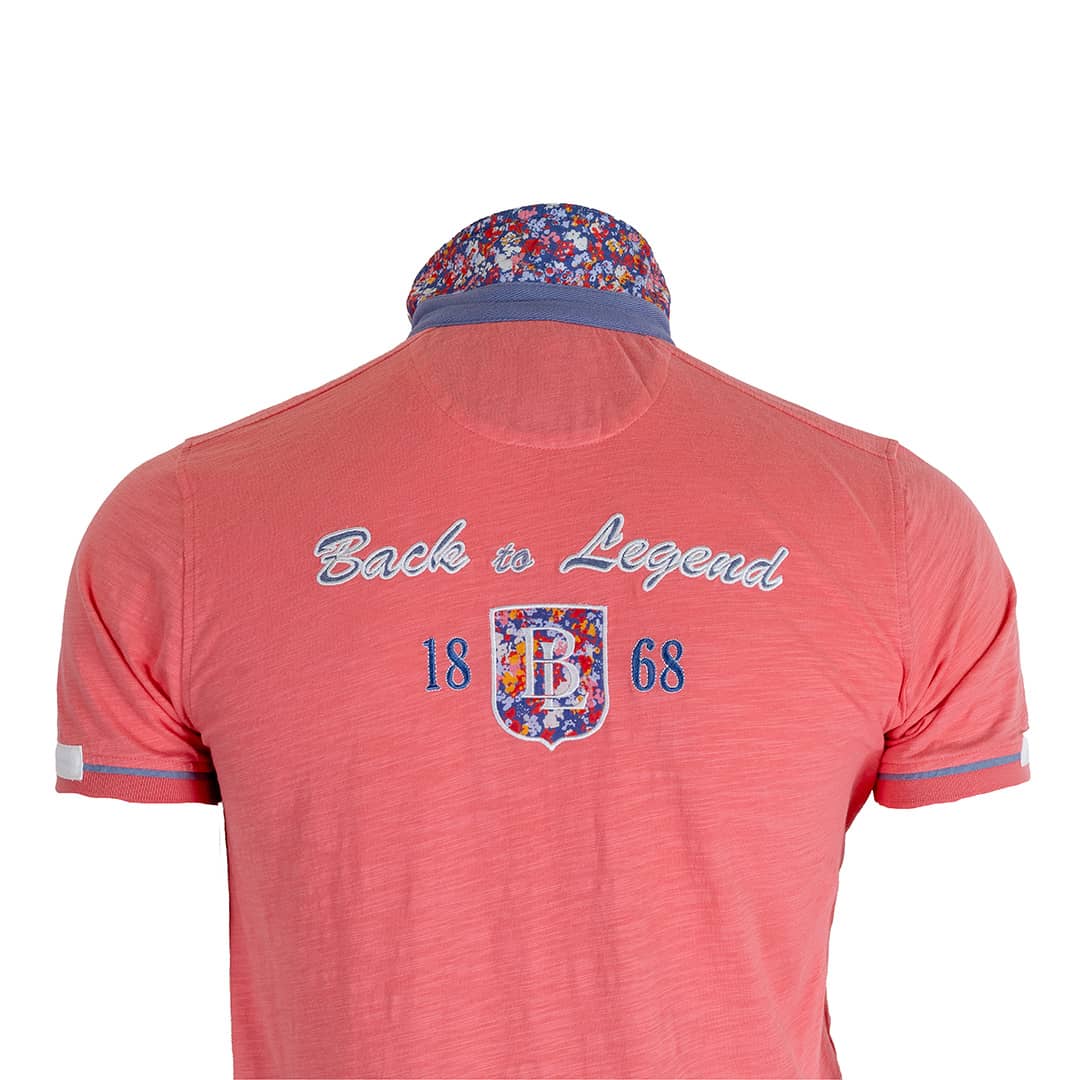 Polo homme rose BACK to LEGEND (zoom broderie dorsale)