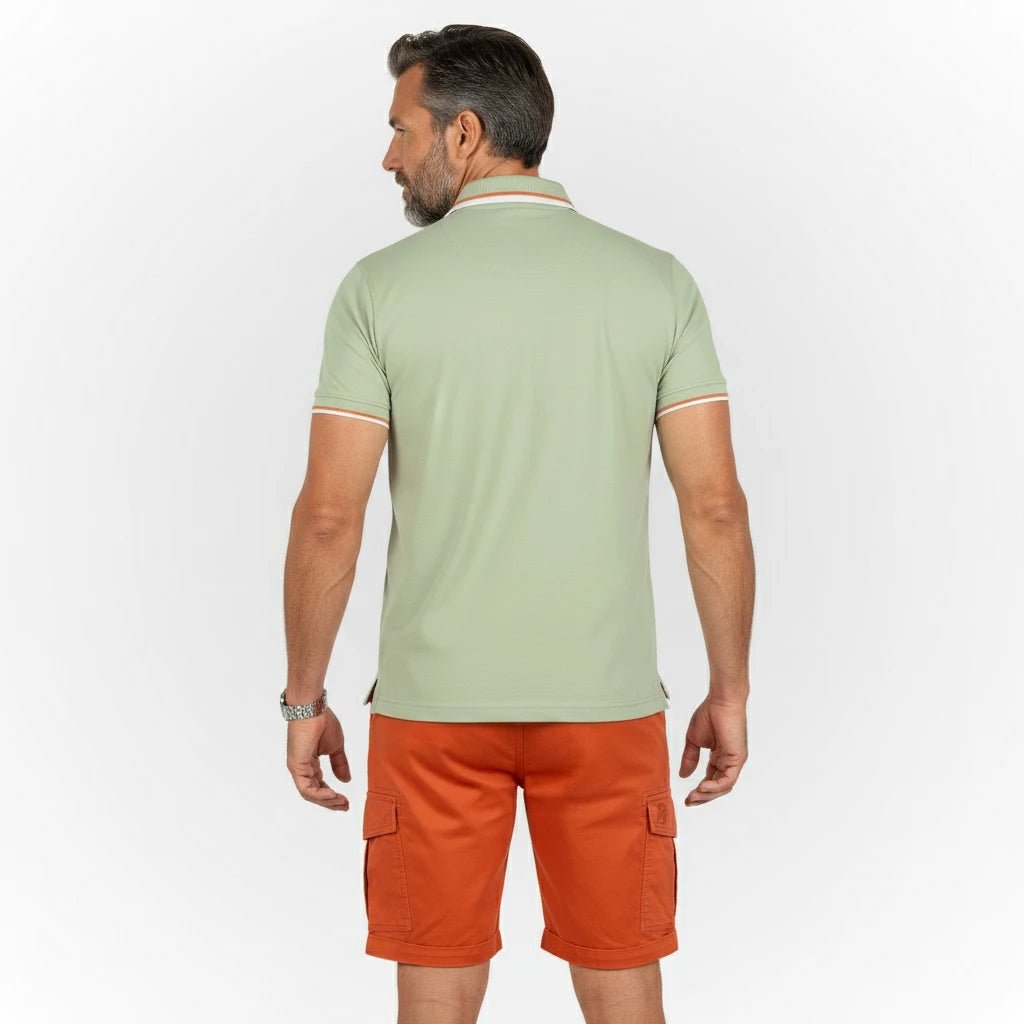 Polo homme vert amande en jersey élasthanne Blacks Legend (vue de dos)