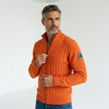 Pull orange full zip torsadé pour homme BACK to LEGEND