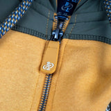 Sweat à capuche jaune full zip pour homme BACK to LEGEND (détails de finition)