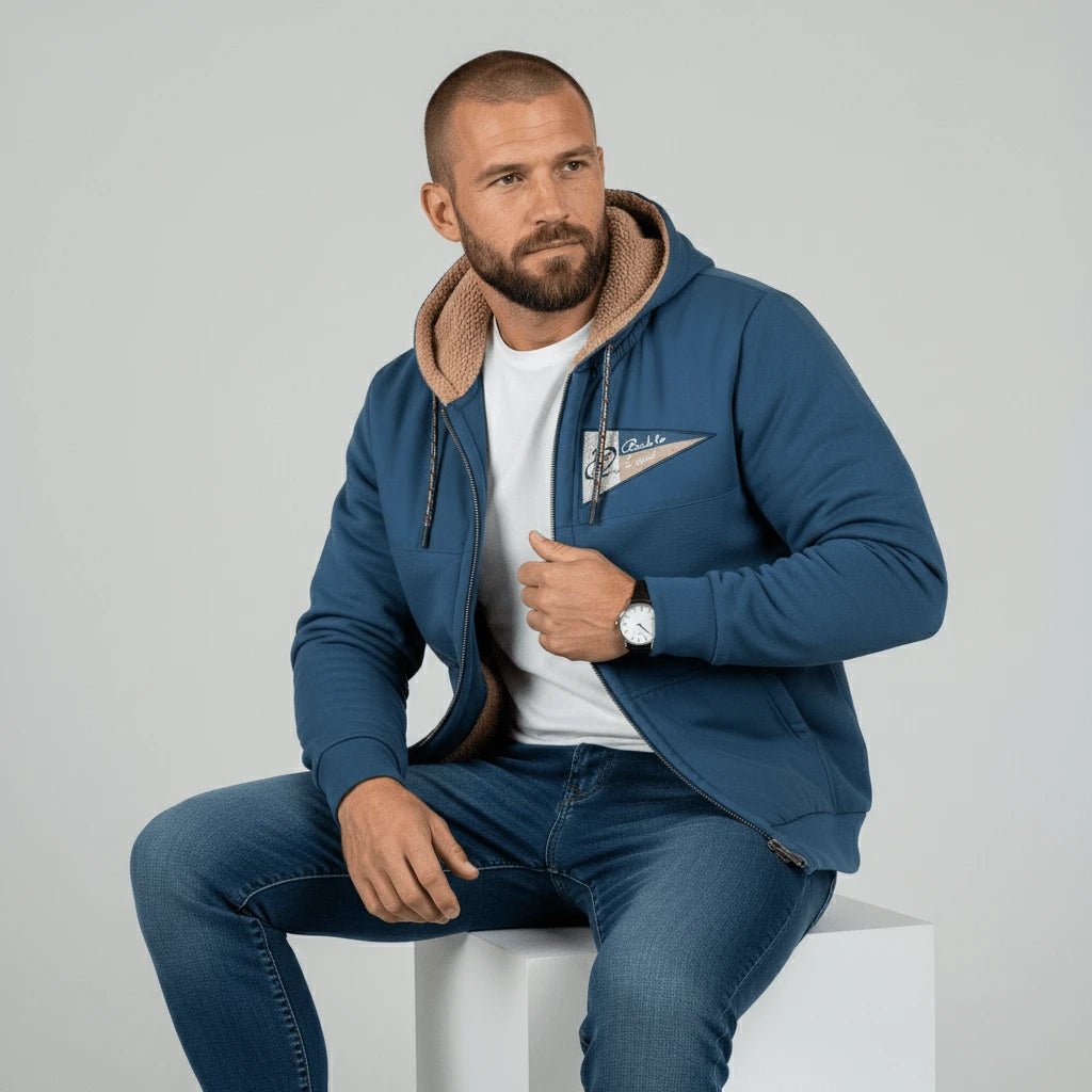 Sweat à capuche bleu doublé polaire molletonnée BACK to LEGEND