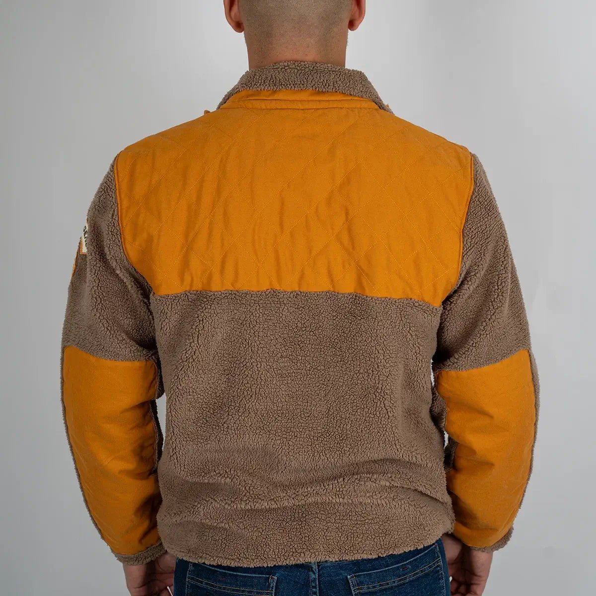 Sweat full-zip bimatière polaire orange et marron Back to Legend (vue de dos)
