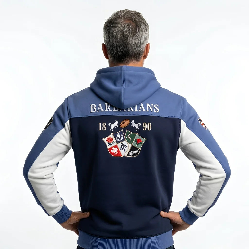 Sweat full zip à capuche Barbarians multi-nations BACK to LEGEND (vue de dos)