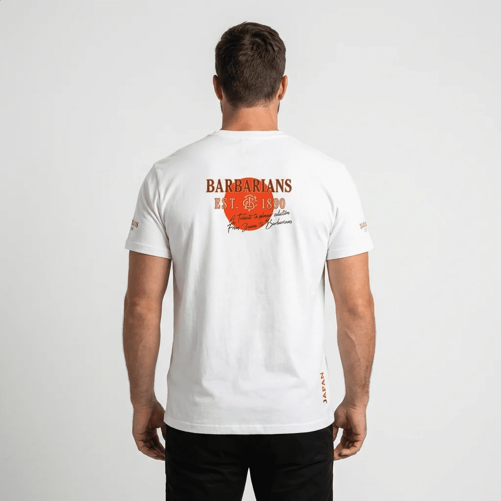 T-shirt BARBARIANS Japan blanc BACK to LEGEND (vue de dos)